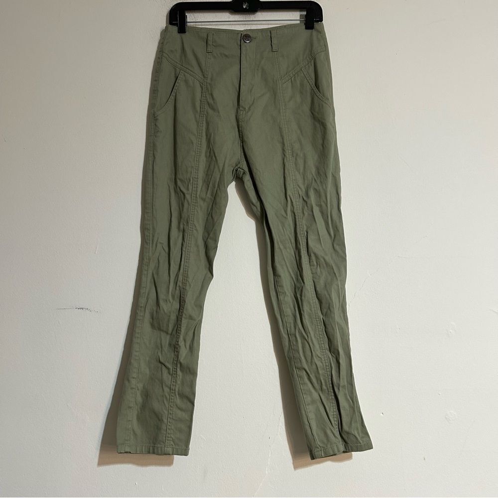 Lucy & Yak Green Seamed Straight Leg Organic Cotton Pants Size 30 Granola